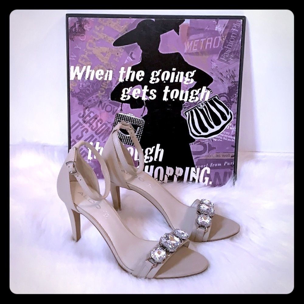 Aldo Ankle Strap 3 Big Studs Stilettos Size 8.5